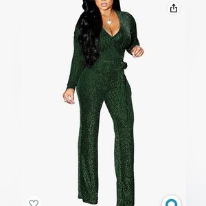 Green and Black Sparkly Jumpsuit